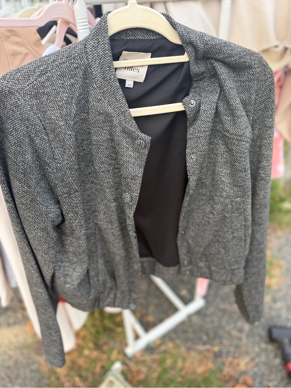 Women's Gray Textured Bomber Jacket — Classic Everyday Layer